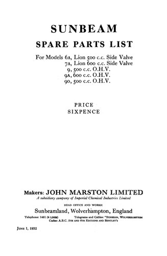 1932 sunbeam parts book - (1130),