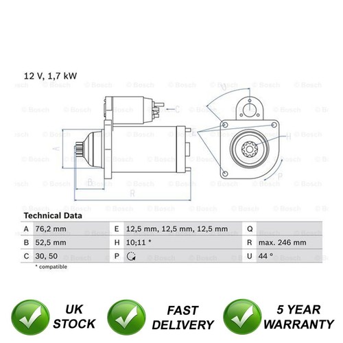Starter motor sjr - motor, fits