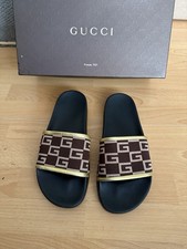 Gucci  GG Logo Mens Canvas  Slides Sandals  Thong  flip flops Uk 11