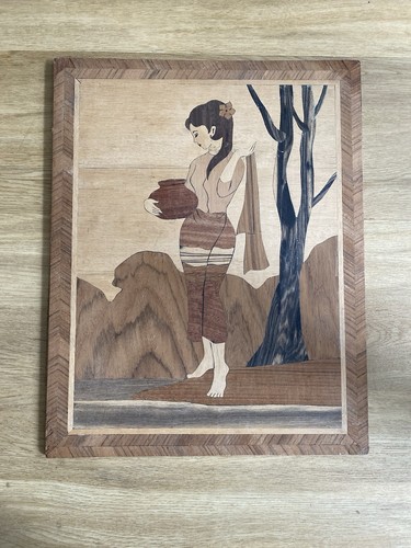 Vintage marquetry wood inlay - vintage,