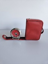 Toro Chrome Travel Alarm Clock in Red Leather Case Toro Osborne Travel Clock