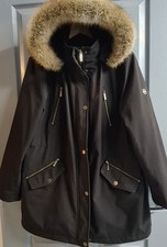 Michael Kors Womens Coat XL Padded Removable Hood With Fur cost £189 Black VGC