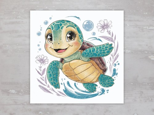 Baby sea turtle fabric panel - sea,