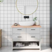 CIADAZ Bathroom Countertop 100x30x4  Untreated Solid Wood, Worktop Offcuts, B4U8
