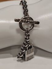 DKNY Silver Chain Charms Padlock Key  T- Bar Bracelet 2.