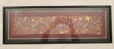 Lewis Burns Australian Aboriginal Art Screenprint in Glazed Frame 1996 71cm Wide