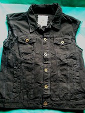 Pentagram Doom Metal Denim Cut-Off Sleeveless Battle Jacket Waistcoat Vest S-4XL