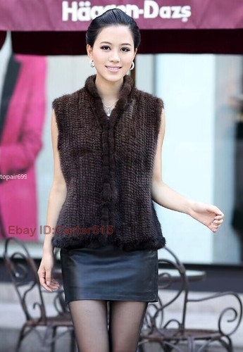 Women real mink fur vest - fur,