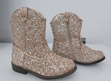 New Maggie&Zoe Rose Gold Glitter Girls Cowboy Boots Size 7