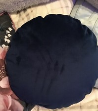 Marine Blue  Round Circle Soft Plush Velvet Cushion Filled With Pad Insert 14”