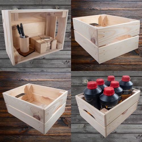 Small solid wooden crate - small,