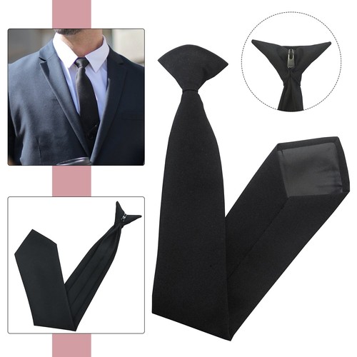 Men clip tie plain black - clip,