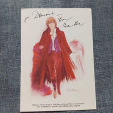 Tom Baker played the 4th Doctor in DR WHO Signed 6x4 Art Card Autographed