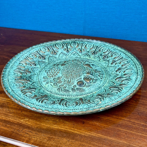 Vintage embossed metal charger - vintage,