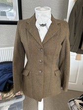 Caldene 36”(10-12)100% Wool Tweed Jacket Green/ Orange Stripe Tiny Flaws