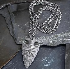Viking Arrow Spear Head Necklace Steel Pirate Pendant Chain Mens Celtic Gaelic