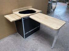 Single Sink Pod Unit - Hacienda Black, Solid Oak (T5 T6 Vivaro Trafic Custom)