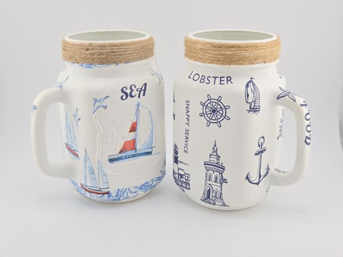 Nautical mason jar mugs - 2,