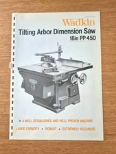 Original Wadkin 18in PP 450 Tilting Arbour Dimension Saw Sales Brochure 