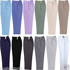 WOMENS TROUSERS LADIES HALF ELASTICATED STRETCH WAIST WORK OFFICE POCKETS PANTS