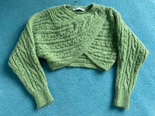 Zara green chunky cable knit - green,