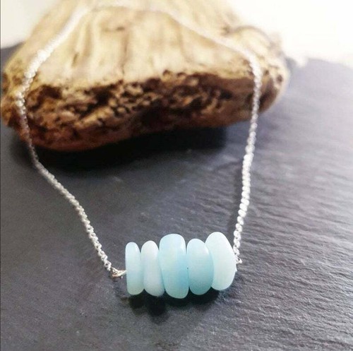 Sea glass necklace beach - necklace,,