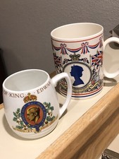 Two Vintage UK Royal Commemorative Mugs 1937 Edward And 1977 Elizabeth