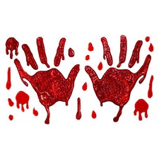 Scream Machine Bloody Hands Gel Window Stickers Easy Peel Halloween Decorations