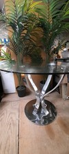 Contemporary Glass Top Dining Table Metal Frame