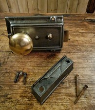 Antique Privacy Lock, Keep, Victorian Brass Door Knobs & Back Plate. L/H R/H Fit