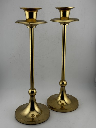 Pair vintage tall brass - pair,