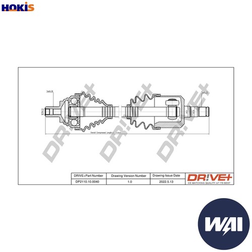 Drive shaft dp2110 0040 for - shaft, dp2110.10.0040