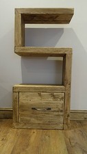 RUSTIC STYLE WOODEN S SHAPED SHELVING UNIT 550mm W x 905mm H x 300mm