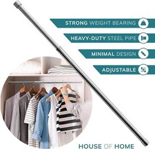 Extendable Wardrobe Pole 60-103CM Adjustable Rail Hanger Heavy Duty Easy Build