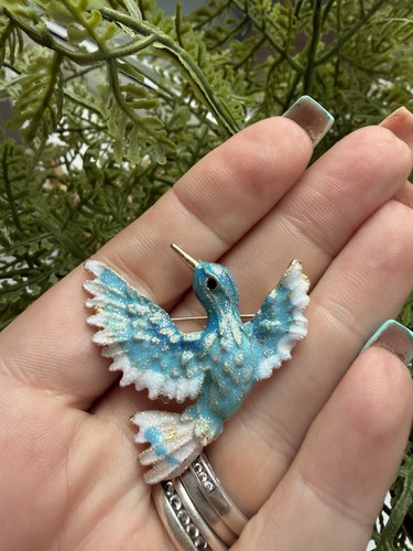 Cute enamel flying blue bird - flying,