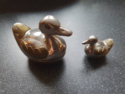 Silver effect duck ornaments - effect,