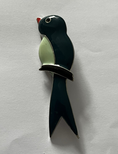 Vintage enamel bird brooch pin - bird,