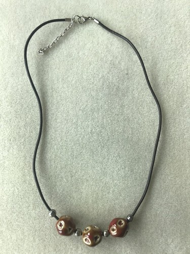 Faux leather ceramic beads - faux,