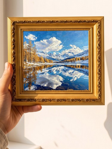 Autumn lake snow reflection - lake,