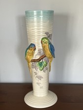 CLARICE CLIFF ART DECO TALL BUDGIE VASE NEWPORT POTTERY - 31.5CM