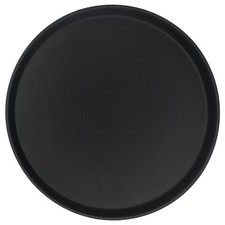 1x Black 45.5cm Round Non-Slip Serving Tray Plastic Food Tea Dinner Trays