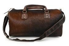 Handmade Hair-On Cowhide Leather Duffel Weekender Overnight Travel Gym Bag