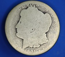 1901 UNITED STATES USA Morgan Silver Dollar, Worn, 90% silver, 24.3g     [33435]