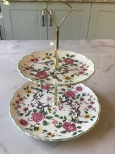 Vintage James Kent Old Foley Chinese Rose Two Tiered Cake Stand.