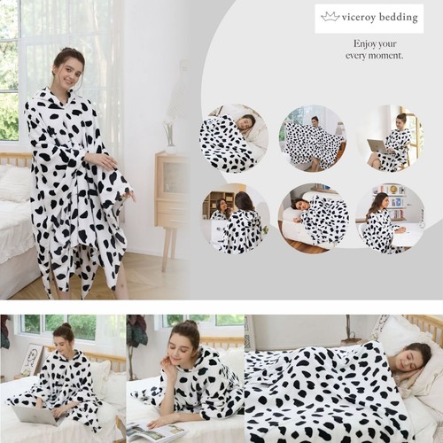Cow print soft fleece hoodie - fleece,