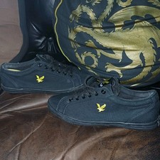 LYLE & SCOTT Trainers 8 Black Lace Up Shoes Mens Canvas Fabric Plimsole