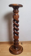 Barley Twist Dark Wood Column Pedestal Plant Stand 36"