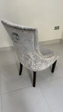 Ascot Velvet Dining Chair With Knocker, Chrome, Studs, Similar To Champagne Tone