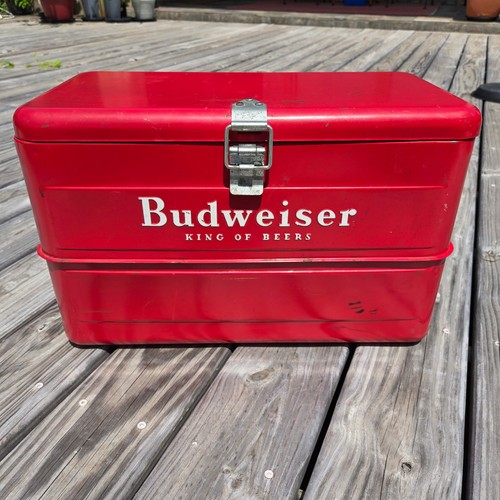 Vintage budweiser red metal - budweiser,