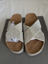 Silver Espadrille Sandals With